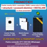 Pachet solar Y8 cu instalare (panou Astronergy 455 Wp / Invertor hibrid Yinergy SPh 6kW / Acumulator Dyness 2x5kWh, LV, BMS integrat / Sistem de fixare Profiness / Materiale electrice)