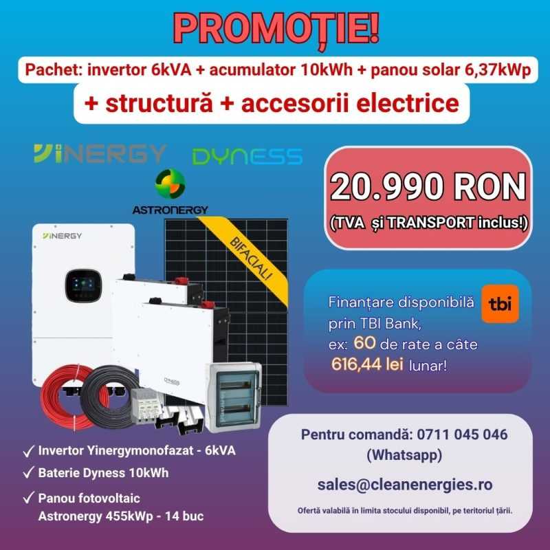 Pachet solar Yinergy Y6 cu panouri, invertor, două acumulatoare și sistem de fixare