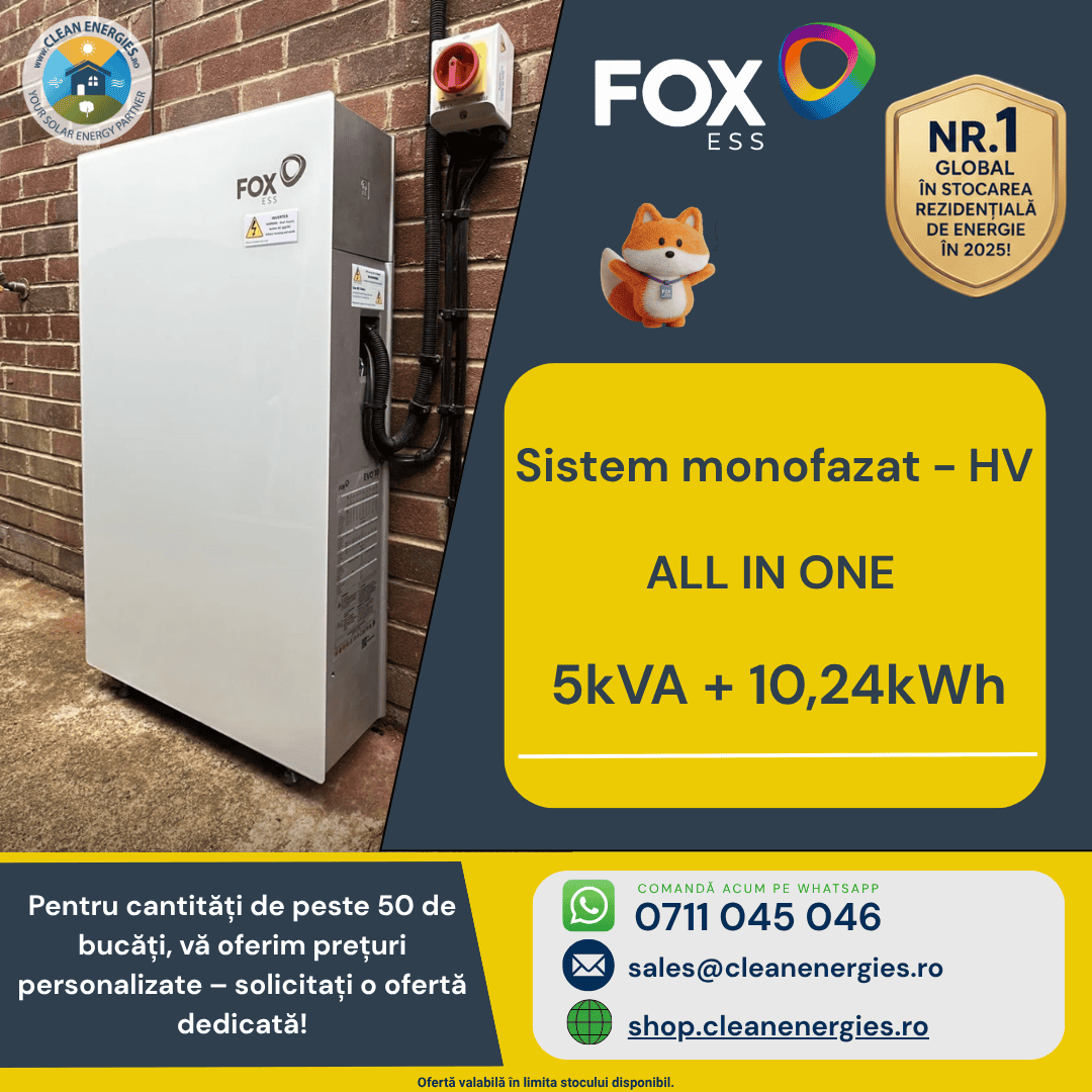 All In One hibrid trifazat FoxESS Avocado P100-5-H (invertor 5kW + acumulator 10,24kWh) All In One hibrid trifazat FoxESS Avocado P100-5-H (invertor 5kW + acumulator 10,24kWh) - imagine 1